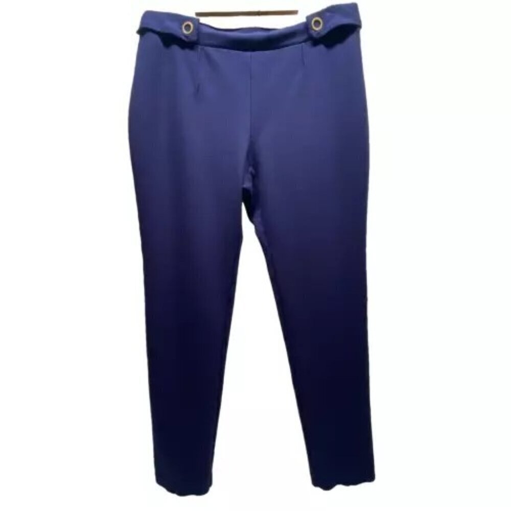 Michael Kors Women's Pull On Ankle Length Dress Pants Medium Stretch‎ Navy Blue